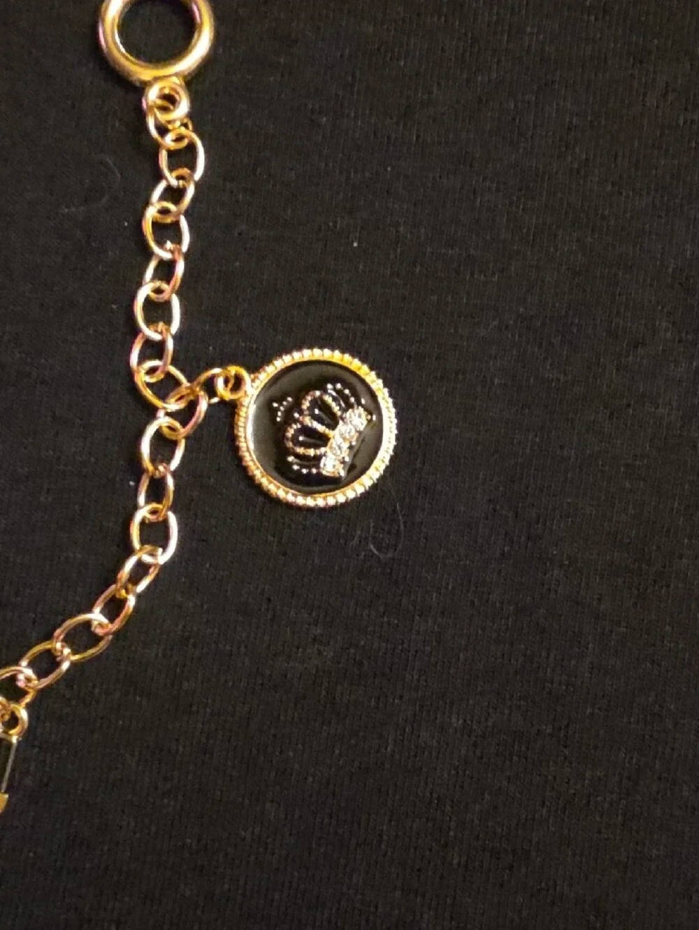 Gold Charm Bracelet with Red Lipstick, Flower & Crown Charms